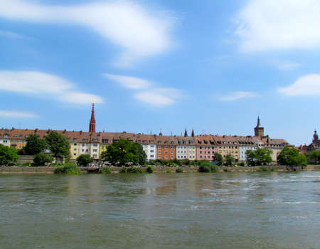 Wurzburg - Germany, June 2011 Homes along the riverのeditorial素材