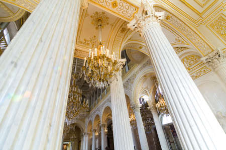 Saint Petersburg / Russia - July 30 2020: State Hermitage Museum interiors. Winter Palace. Tourist destination in Russia. Famous historical place. Baroque architectureのeditorial素材