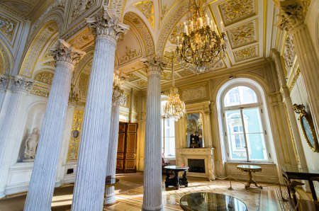 Saint Petersburg / Russia - July 30 2020: State Hermitage Museum interiors. Winter Palace. Tourist...