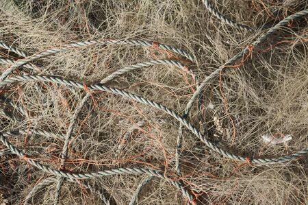 Tangled fishing netの写真素材