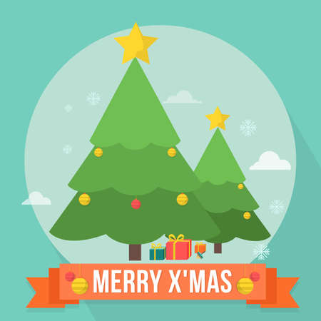 Christmas Tree and Gifts Illustrationのイラスト素材