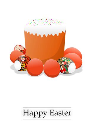 Easter cake and eggsの写真素材