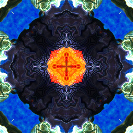 Seamless black hole with flame center of hell view abstract backgroundの写真素材