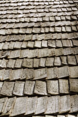 Wooden roof in perspectiveの写真素材