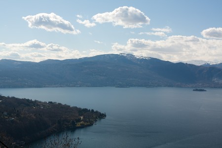 Mountains near lakeの写真素材