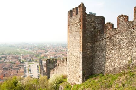 Castle wall in city italyの写真素材