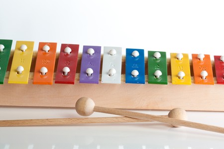 Xylophone in multi colours isolated on whiteの写真素材