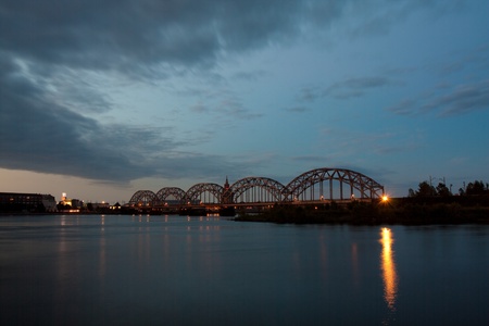 Railroad bridge in Rigaの写真素材