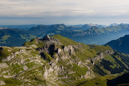 View from the Schilthorn mountain in Switzerlandの写真素材