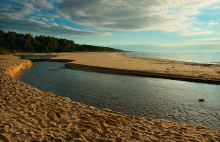 Baltic see with sky and cloudsの写真素材