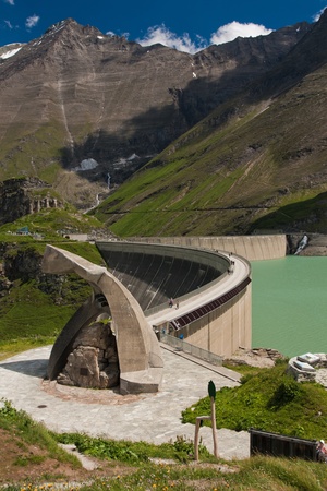 Kaprun Dam, lake and Alps in Austriaの写真素材