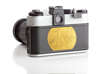 Camera isolated on white backgroundの写真素材