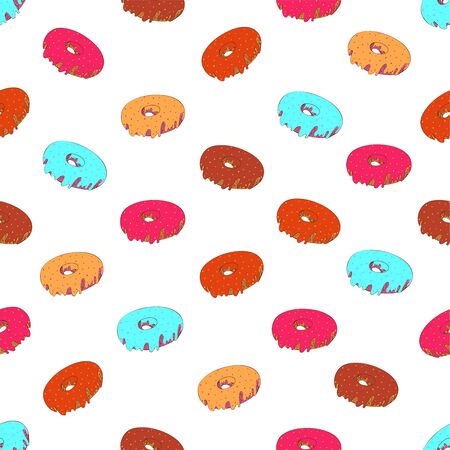 Donut with cream pattern on white background.のイラスト素材