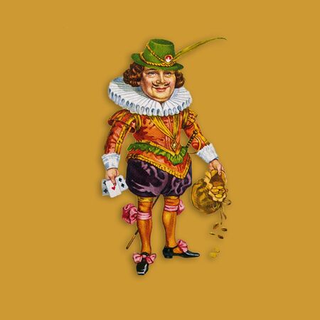 Card joker in a golden squareの写真素材