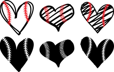 Heart Baseball, Baseball Cut File, Love Sport, Softball Silhouetteのイラスト素材