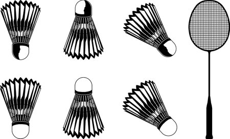 Badminton Silhouette, Badminton Clipart, Shuttlecockのイラスト素材
