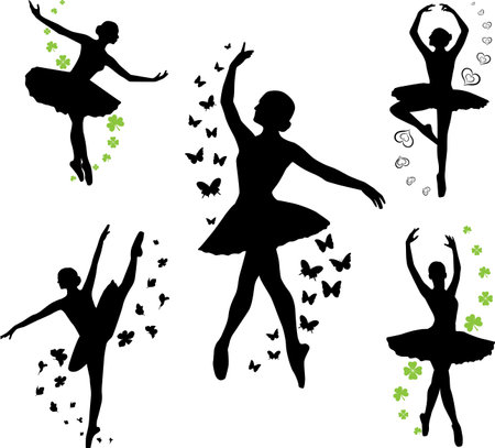 Ballerina with Flowers, Ballerina Girl, Ballet Dancerのイラスト素材