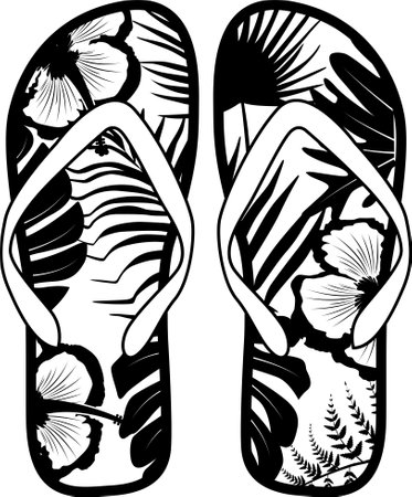 Flip Flops Tropical, Flip Flops silhouette, Beach Flip Flopsのイラスト素材