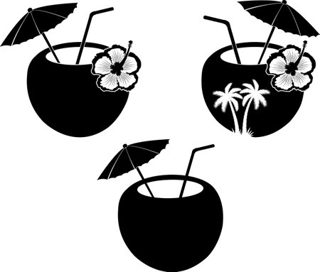 Coconut Cocktail, Summer Beach Drinks, Coconut Drinkのイラスト素材