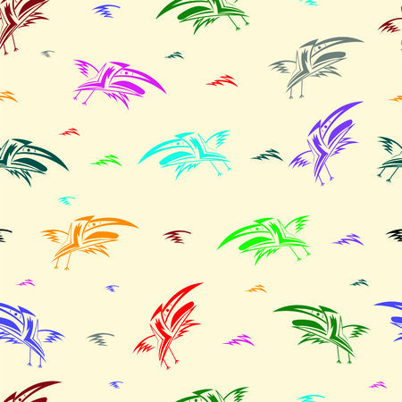seamless texture of multi-colored crows in a chaotic arrangementのイラスト素材
