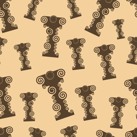 Seamless texture with abstract architectural columns of brown colorのイラスト素材