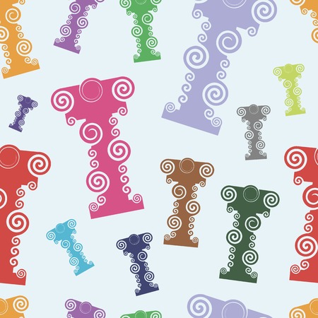 Seamless texture with color architectural columns on a blue のイラスト素材