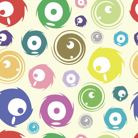 Seamless texture with the color one-eyed surprised monstersのイラスト素材
