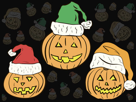 Pumpkin Halloween in Christmas festive color capsのイラスト素材