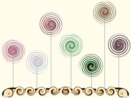 Abstract wallpaper with the invented plants with curvesのイラスト素材
