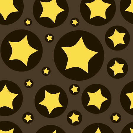 The yellow stylized stars in black circles on a brown backgroundのイラスト素材