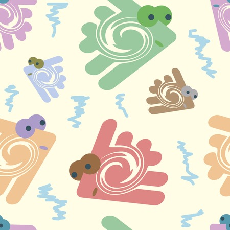 Abstract color small fishes seamless texture on a light backgroundのイラスト素材