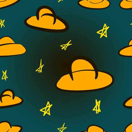 Seamless texture with an UFO and starsのイラスト素材
