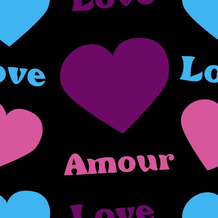 Seamless texture with hearts of different colorsのイラスト素材