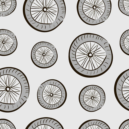 Gray wheels on a light background seamless textureのイラスト素材