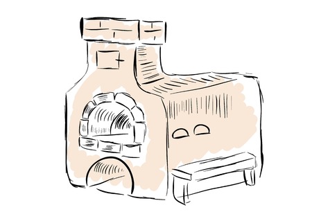 The sketch of the old Russian furnaceのイラスト素材
