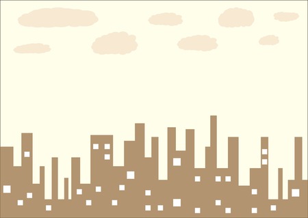 The brown city with clouds on a light backgroundのイラスト素材