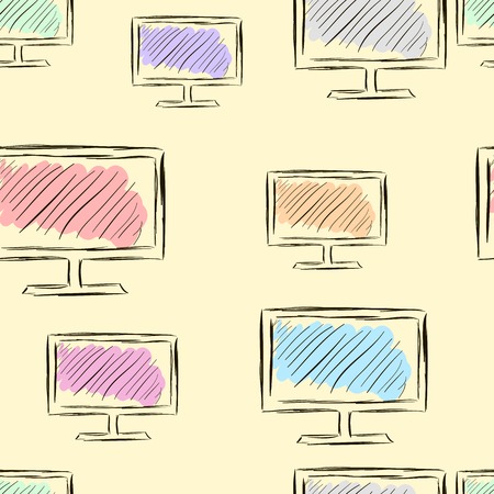 The sketch with colorful monitors seamless textureのイラスト素材