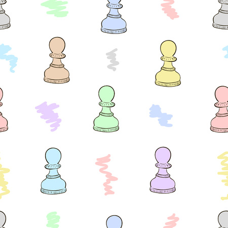 Multi-colored chessmen of a pawn with a scribbleのイラスト素材