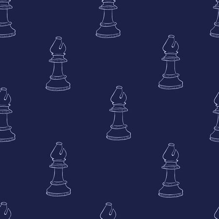 Seamless chess figure contour of bishop on a dark backgroundのイラスト素材
