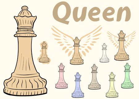 Clipart a set with multi-colored chessman queenのイラスト素材