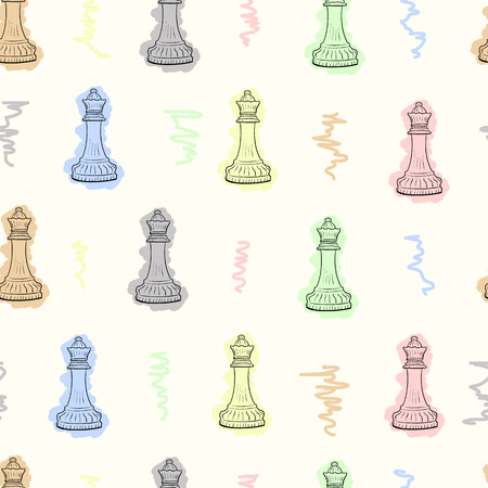 Seamless chess figure of queen on a light backgroundのイラスト素材