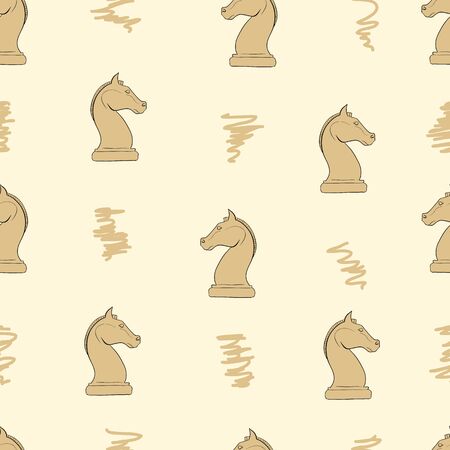 Seamless texture with brown chess of knightsのイラスト素材