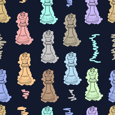 Seamless chess figure of king on a dark backgroundのイラスト素材