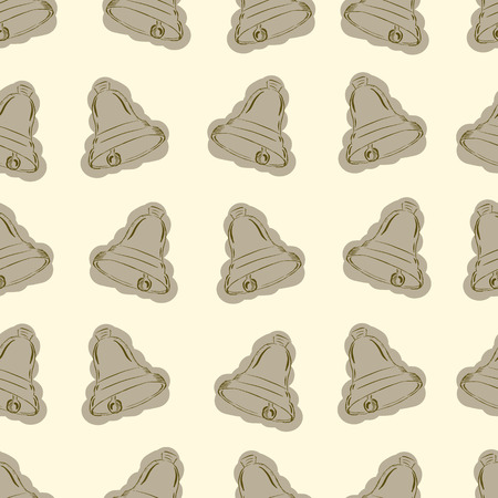 Seamless textures with school brown hand bellsのイラスト素材
