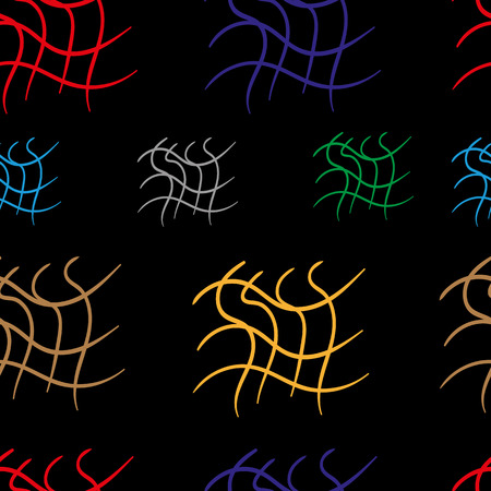Seamless texture with a colorful wavy lattice against a dark backgroundのイラスト素材