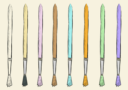 Clipart of color sketches of brushes on a light backgroundのイラスト素材