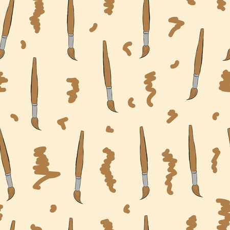 Seamless structure with brushes and a scribble on a brown backgroundのイラスト素材