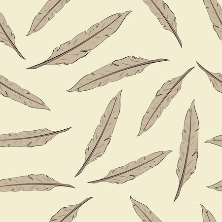 Seamless texture with brown feathers on a light backgroundのイラスト素材