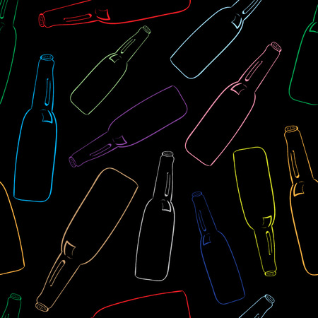 Seamless texture with color contours of beer bottlesのイラスト素材