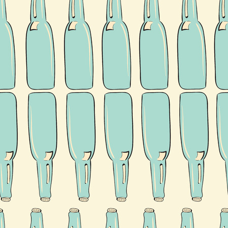 Seamless texture with turquoise bottles on a light backgroundのイラスト素材